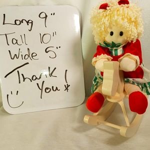 Vintage Berkeley Designs Christmas Music Box Plush Doll on Rocking Horse.